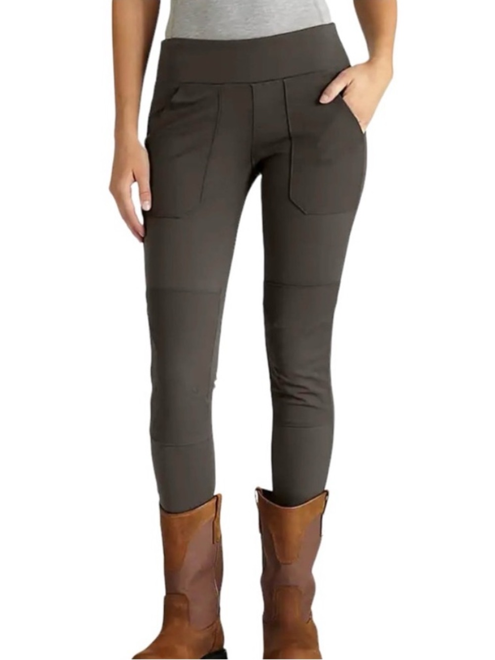 Carhartt Army Green Force Fitted Midweight Utility Leggings. Reinforced Knees